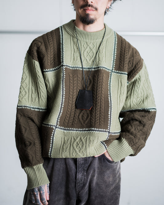 Children of the discordance RE Patchwork Cable Knit Pullover