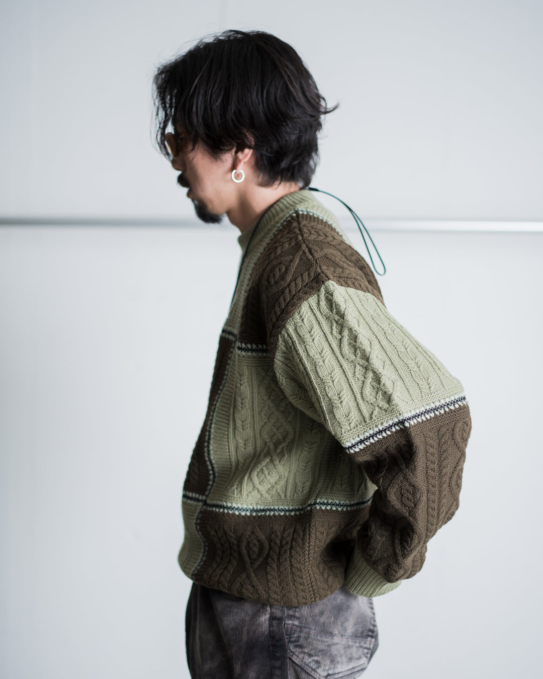 Children of the discordance RE Patchwork Cable Knit Pullover