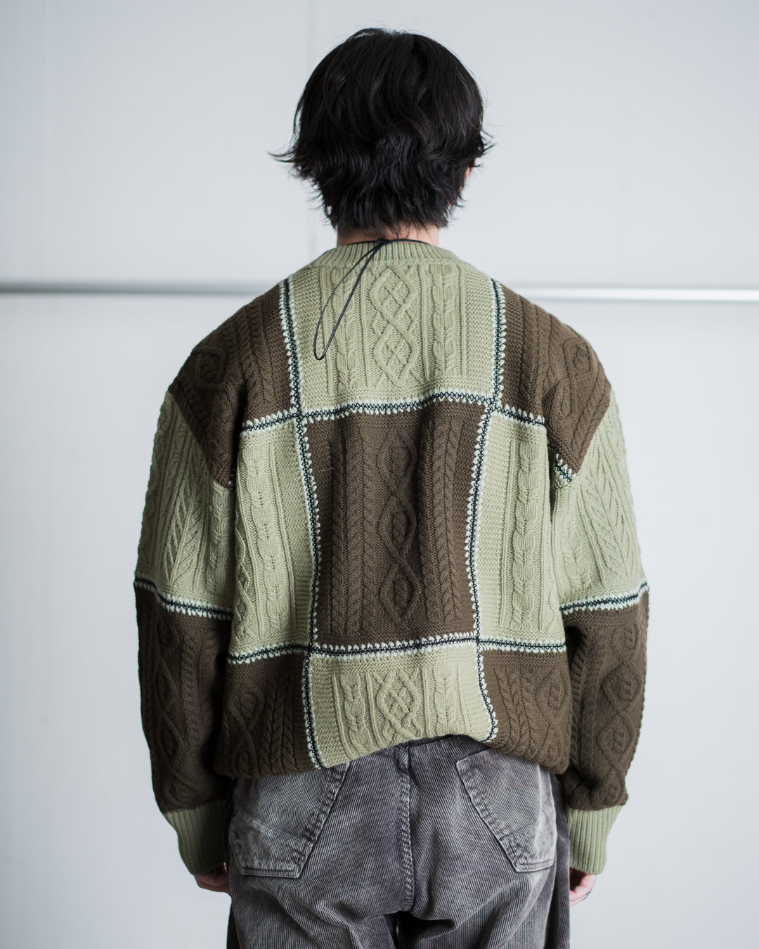 Children of the discordance RE Patchwork Cable Knit Pullover