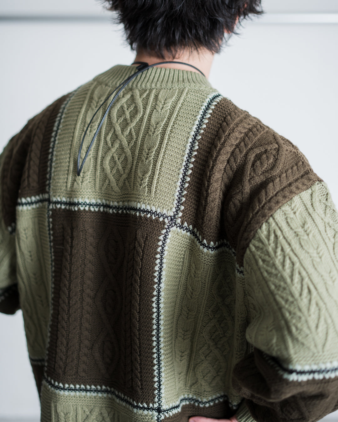 Children of the discordance RE Patchwork Cable Knit Pullover