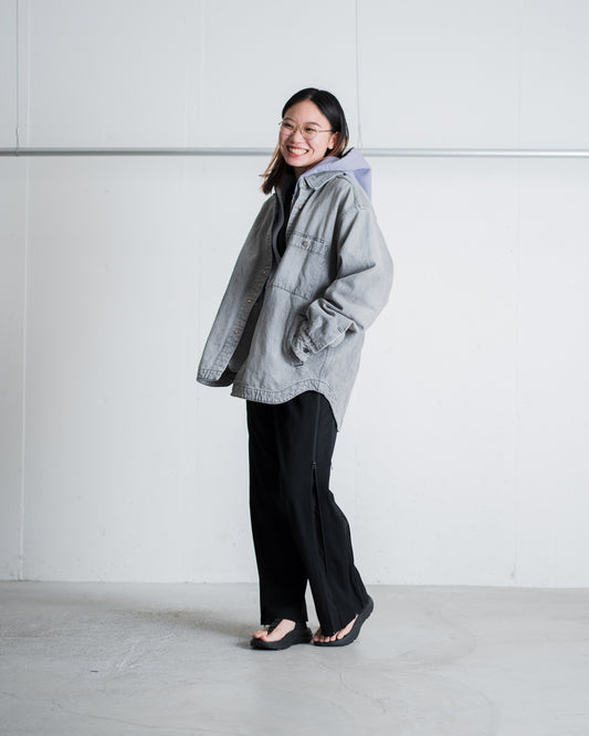 ROTOL SNAP BUTTON BLACK DENIM SHIRT DAMAGE