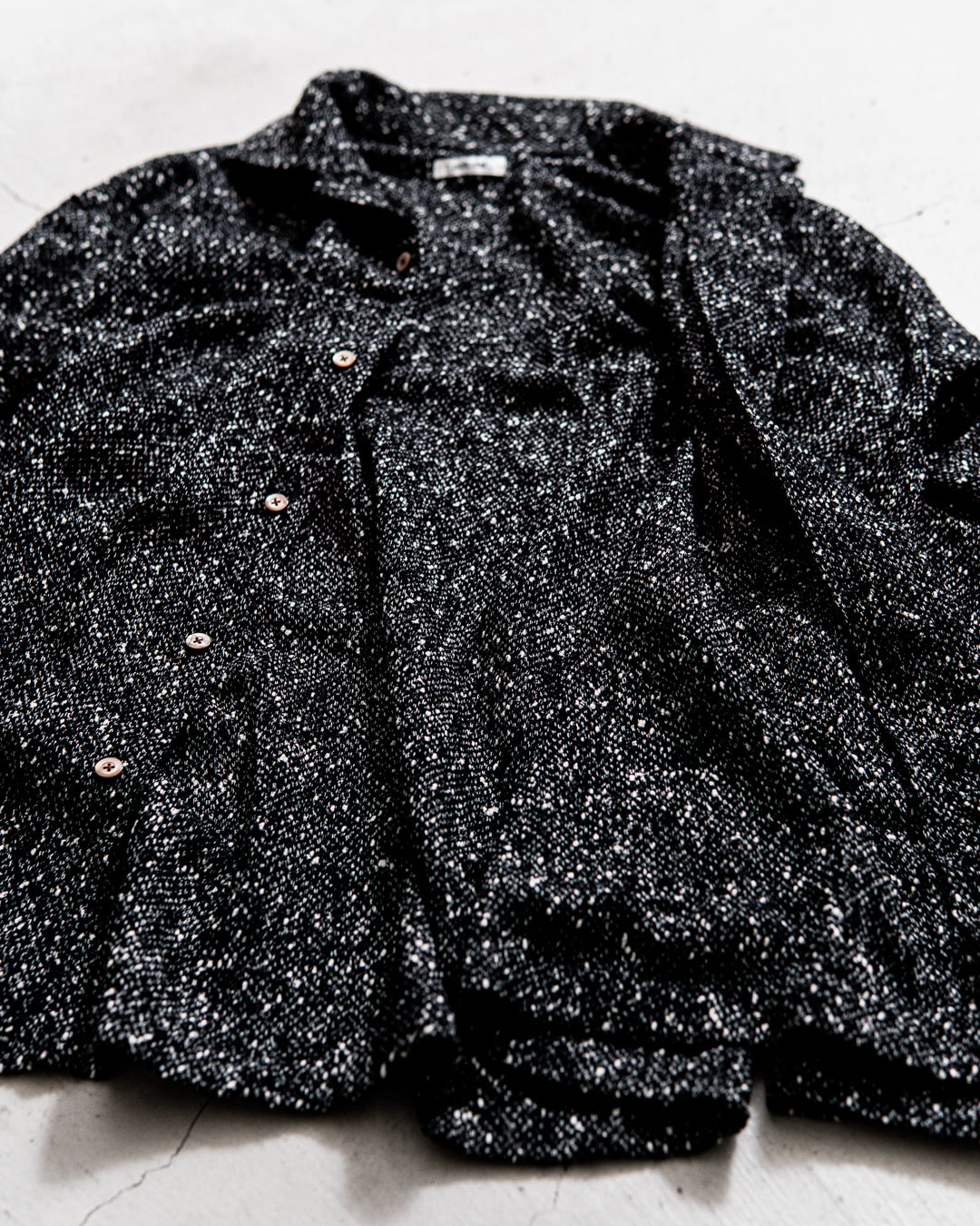 INTERIM DEADSTOCK HYPER BIG FLY FRONT SHIIRTS JACKET - TEXTURED DONEGAL BOUCLÉ