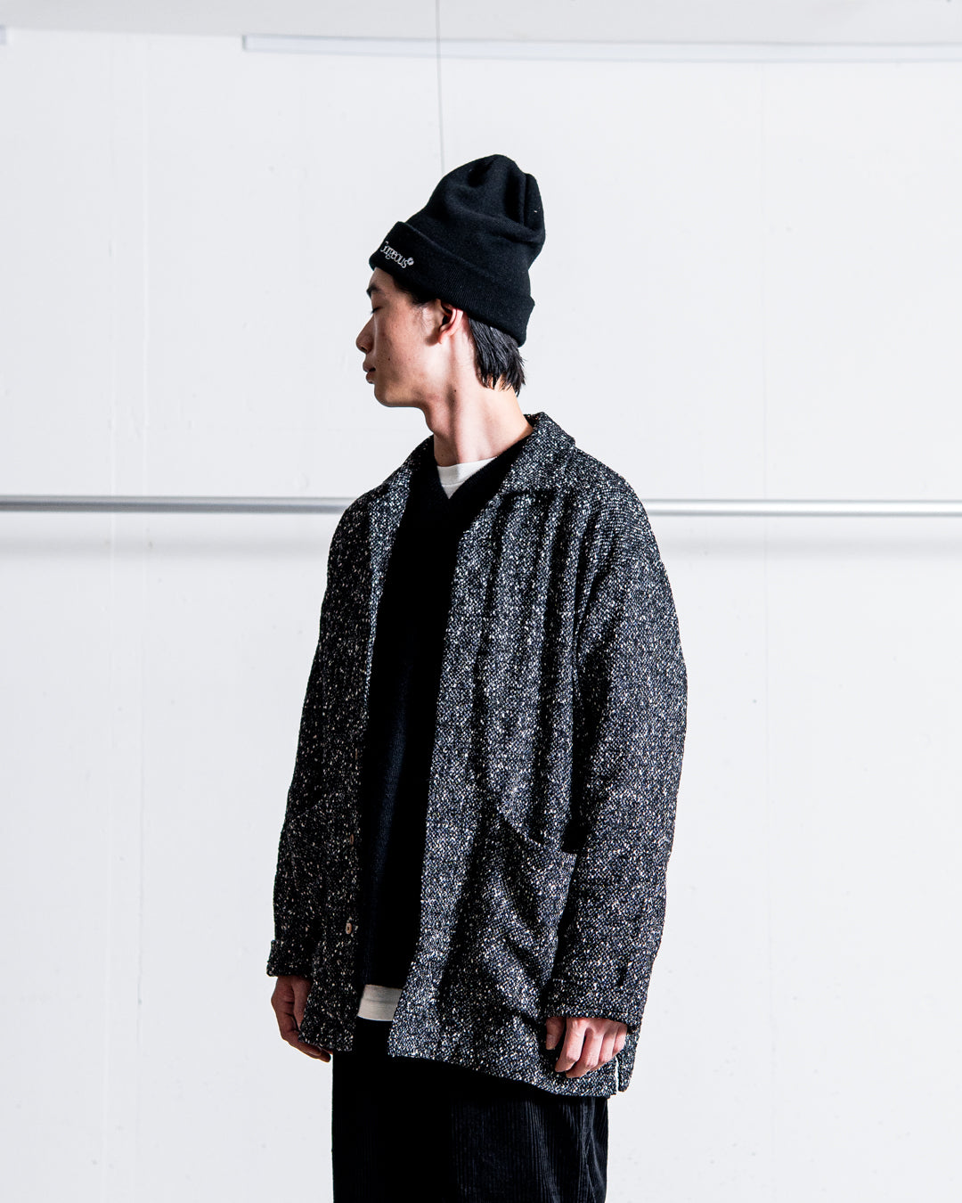 INTERIM DEADSTOCK HYPER BIG FLY FRONT SHIIRTS JACKET - TEXTURED DONEGAL BOUCLÉ