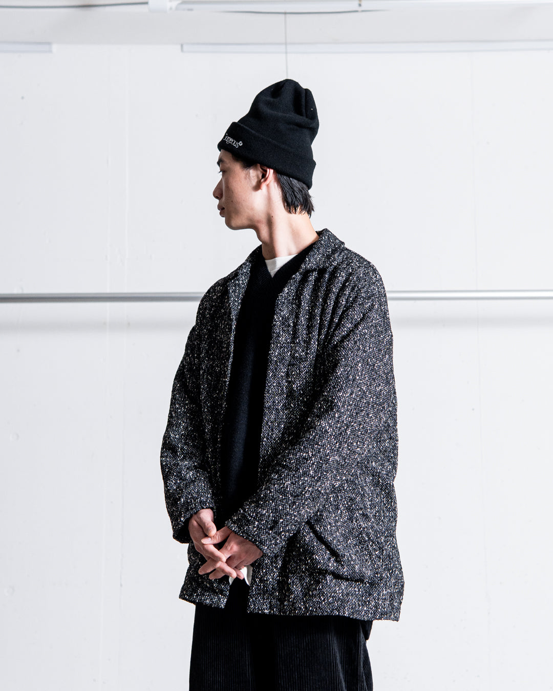 INTERIM DEADSTOCK HYPER BIG FLY FRONT SHIIRTS JACKET - TEXTURED DONEGAL BOUCLÉ