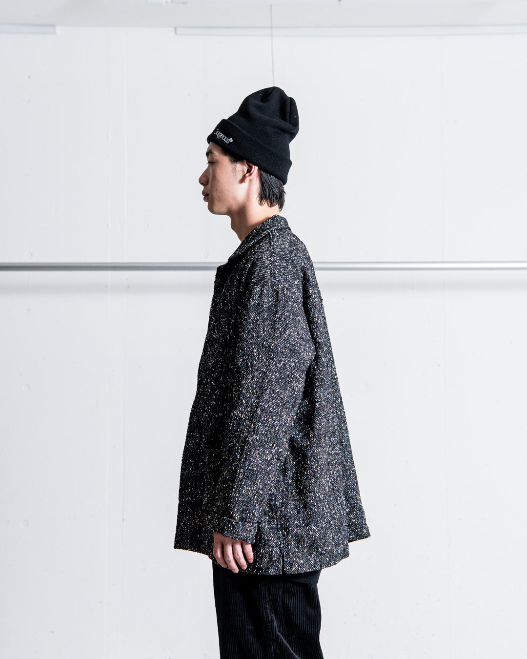 INTERIM DEADSTOCK HYPER BIG FLY FRONT SHIIRTS JACKET - TEXTURED DONEGAL BOUCLÉ
