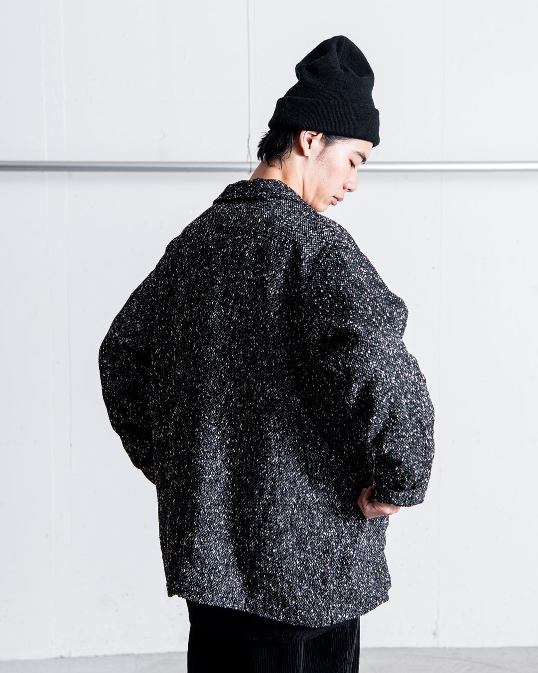 INTERIM DEADSTOCK HYPER BIG FLY FRONT SHIIRTS JACKET - TEXTURED DONEGAL BOUCLÉ
