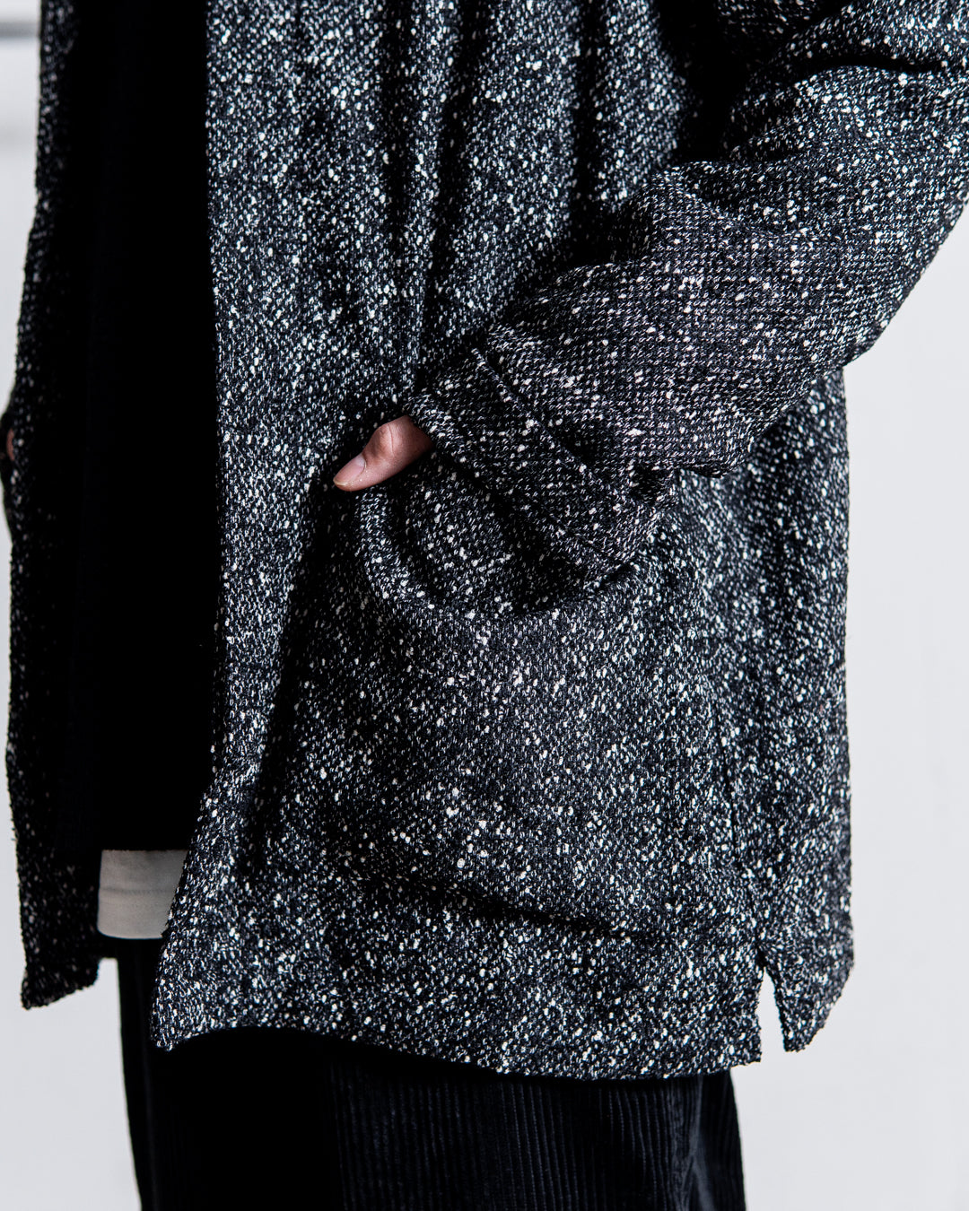 INTERIM DEADSTOCK HYPER BIG FLY FRONT SHIIRTS JACKET - TEXTURED DONEGAL BOUCLÉ