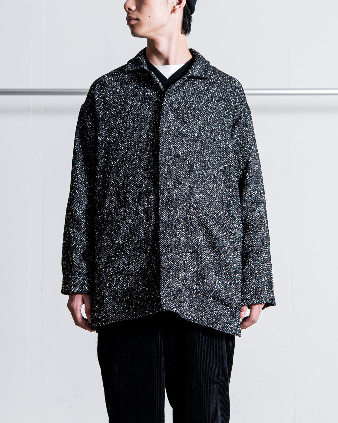 INTERIM DEADSTOCK HYPER BIG FLY FRONT SHIIRTS JACKET - TEXTURED DONEGAL BOUCLÉ