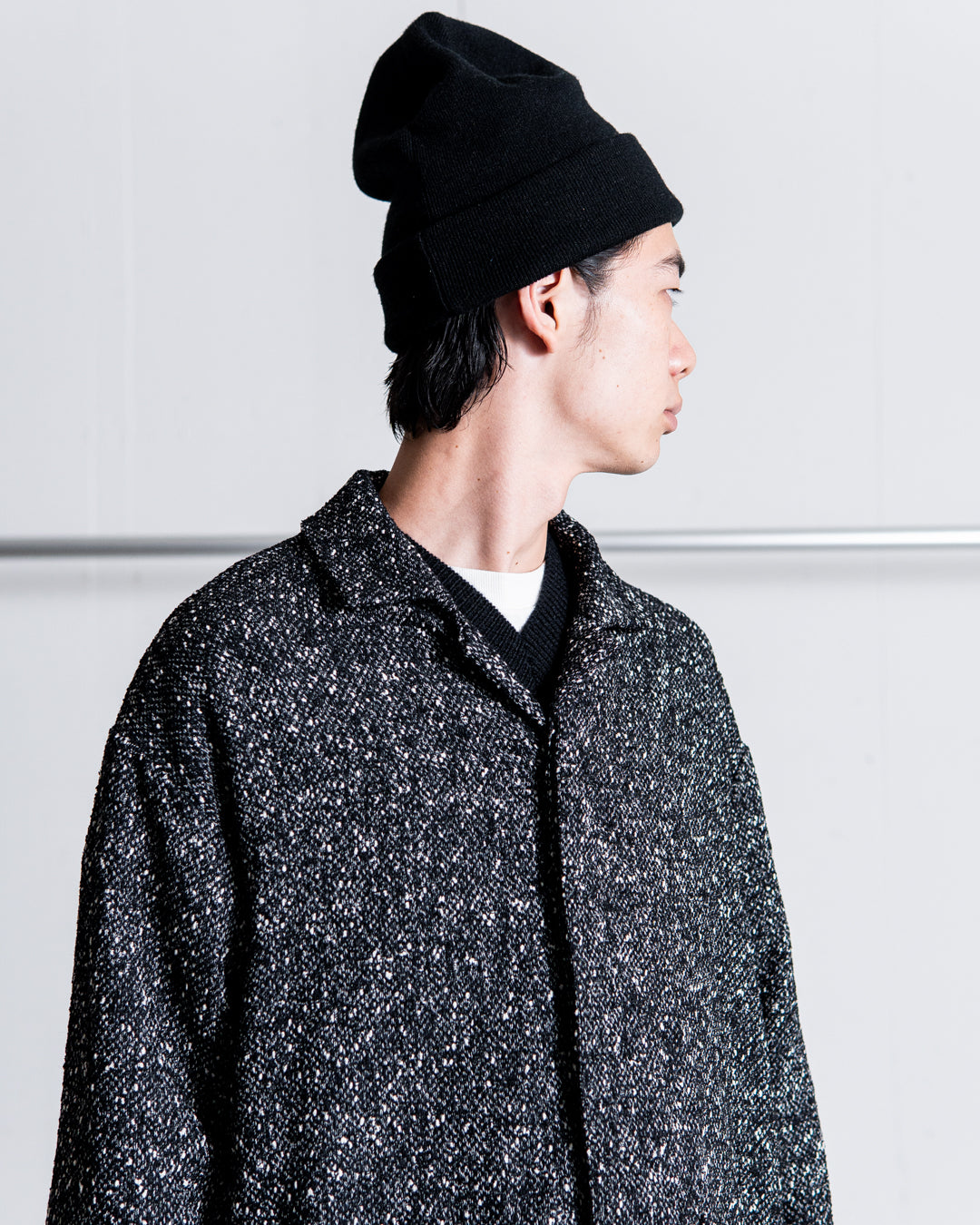INTERIM DEADSTOCK HYPER BIG FLY FRONT SHIIRTS JACKET - TEXTURED DONEGAL BOUCLÉ