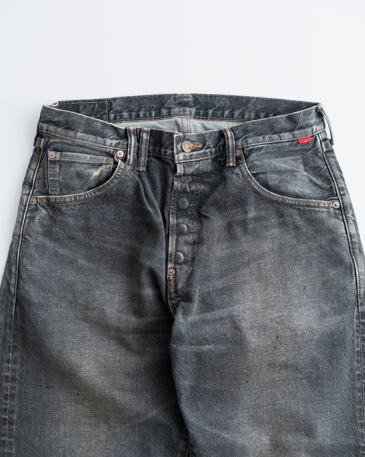 ANACHRONORM REGULAR TAPERED WASHED 5P BLACK DENIM PANTS BLACK (AGING) AN342-W