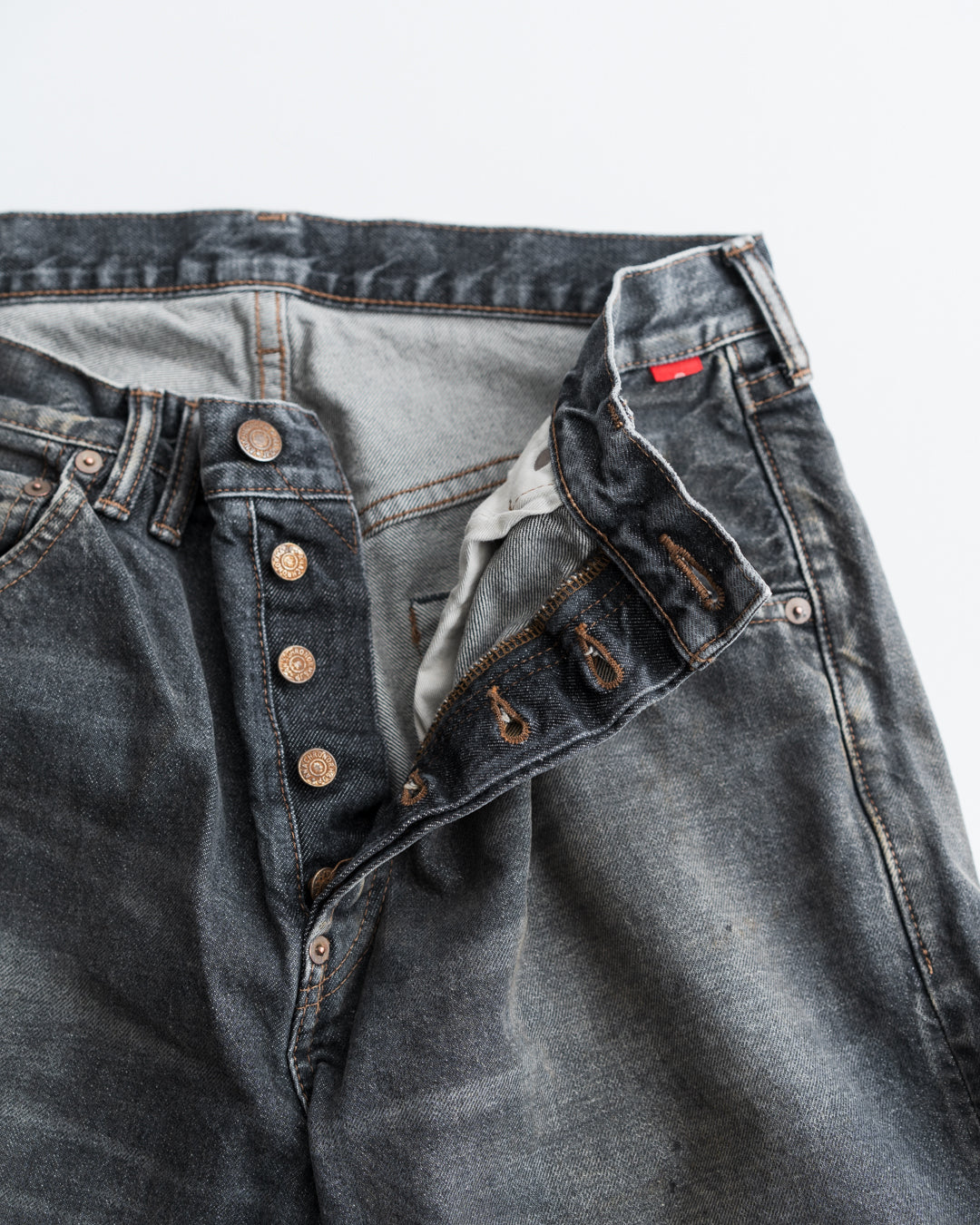 ANACHRONORM REGULAR TAPERED WASHED 5P BLACK DENIM PANTS BLACK (AGING) AN342-W