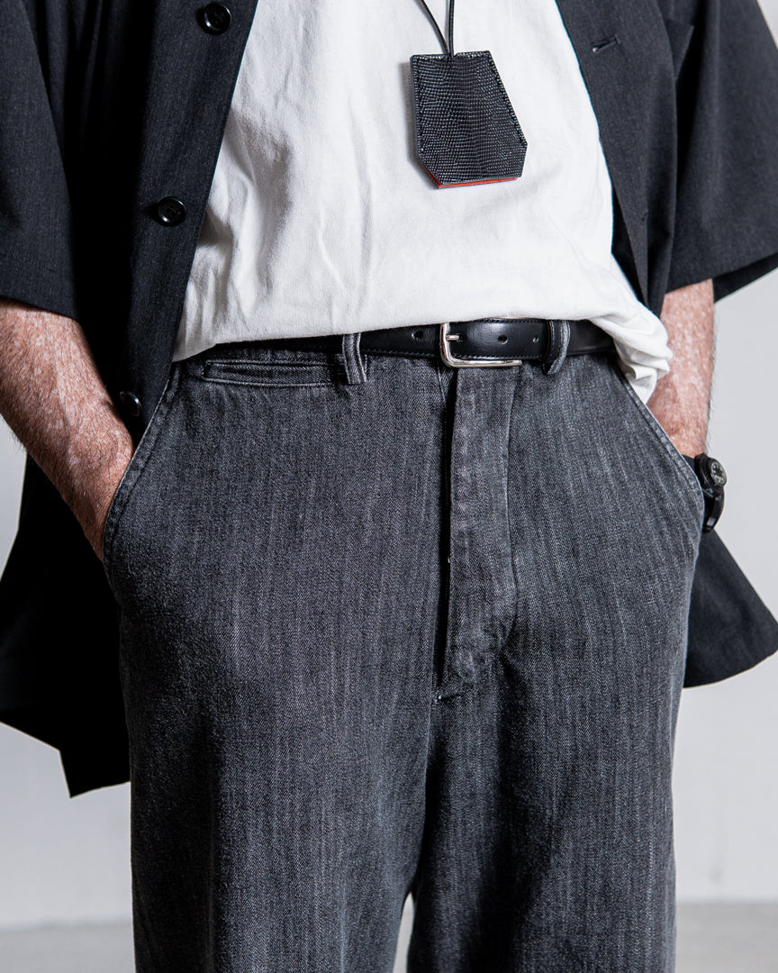 INTERIM VINTAGE FADE LIGHT DENIM MIL BAGGY TROUSER