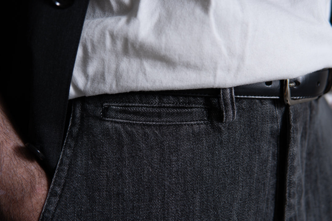 INTERIM VINTAGE FADE LIGHT DENIM MIL BAGGY TROUSER