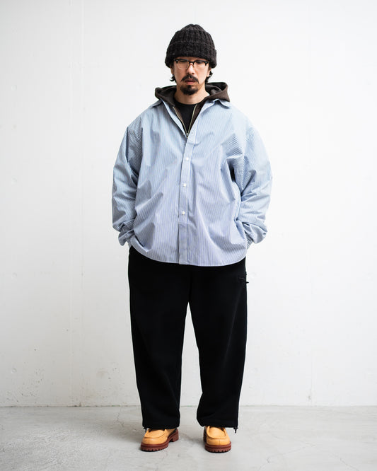 Sillage wide shirt high count navy stripe
