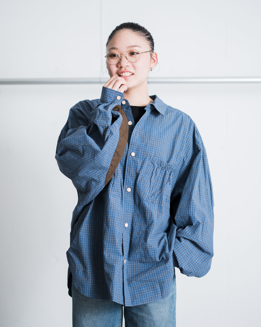 refomed WRIST PATCH WIDE SHIRT "CHECK"