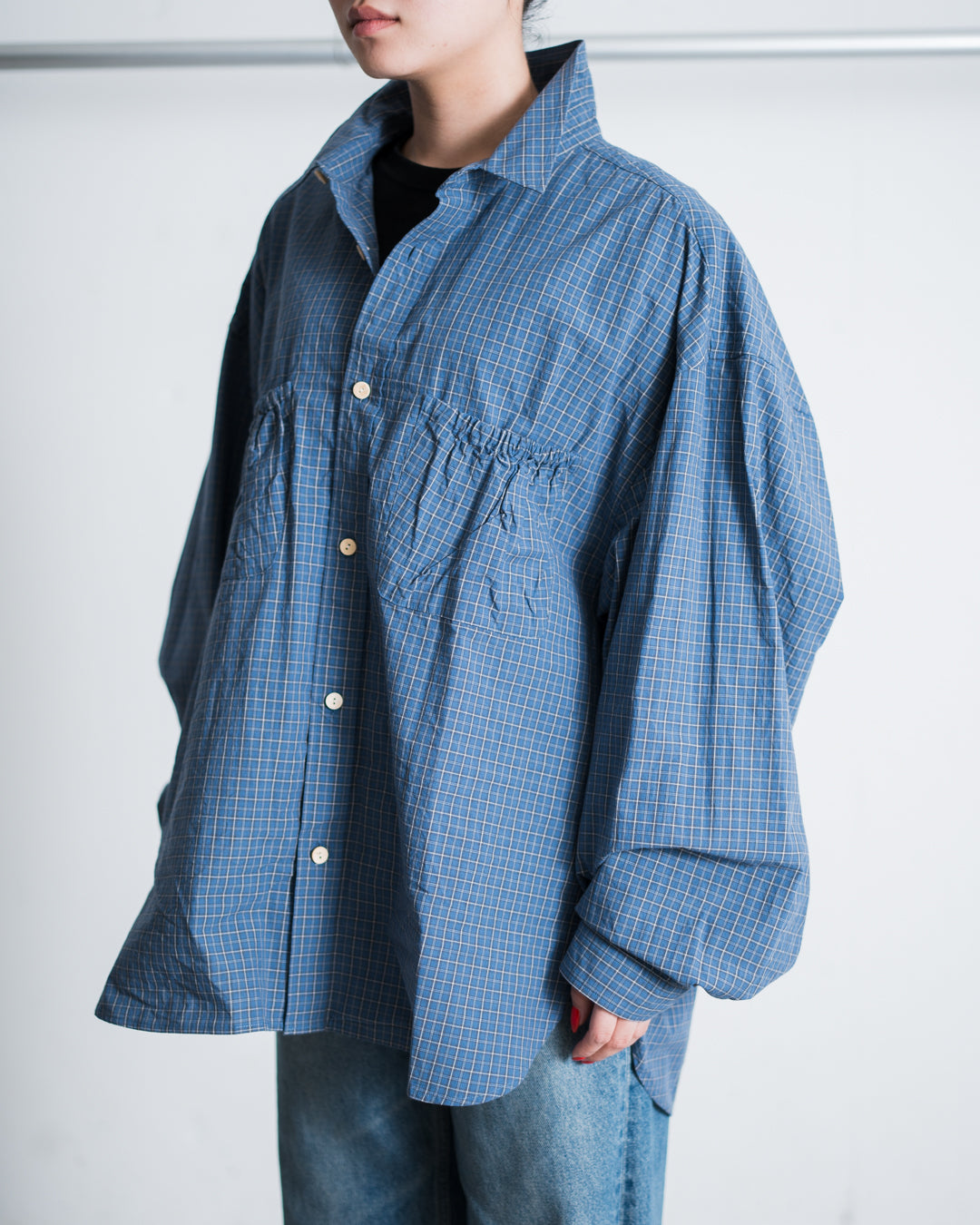 refomed WRIST PATCH WIDE SHIRT "CHECK"