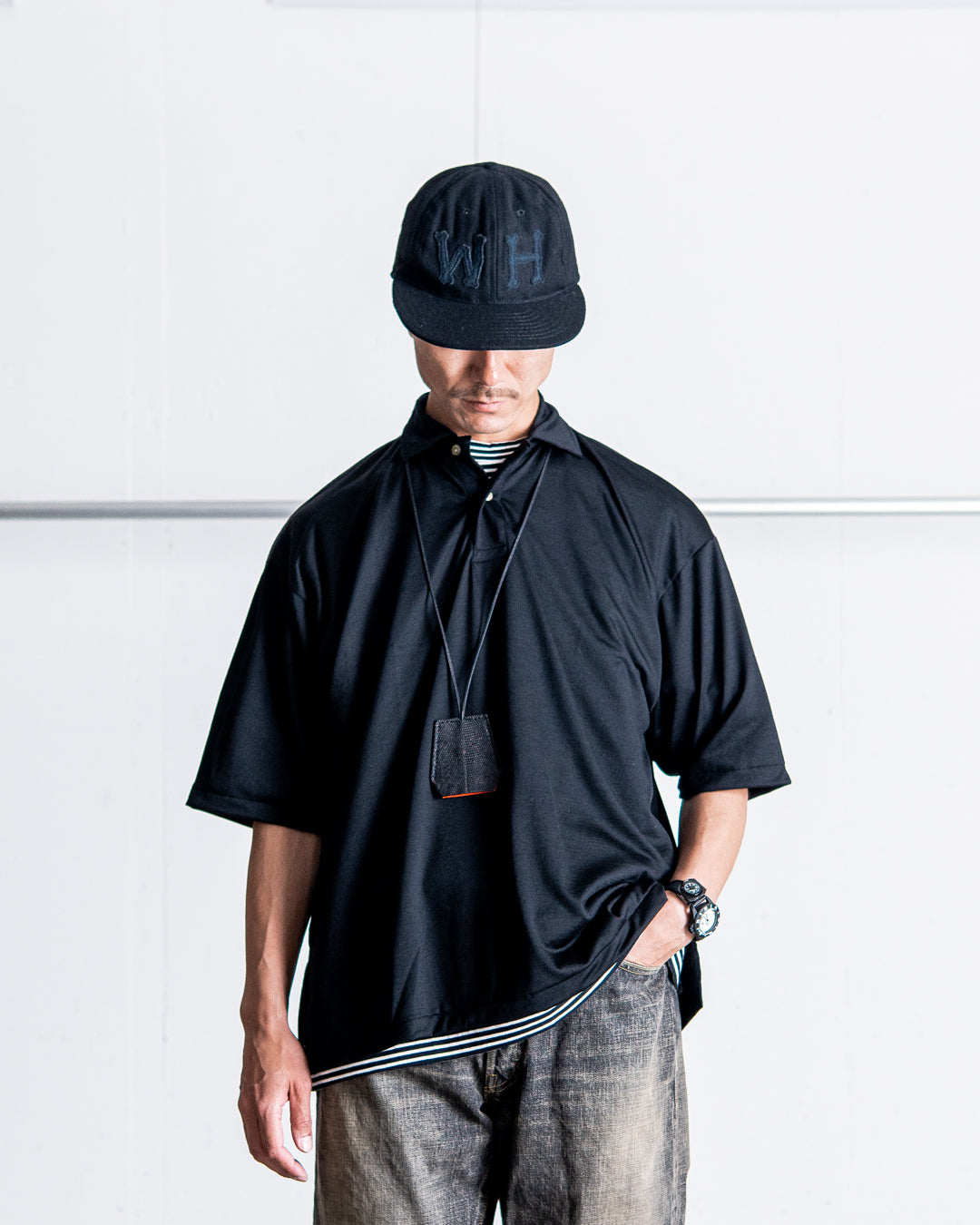 INTERIM HYPER BIG EXTRA FINE MERINO WOOL JERSEY POLO SHIRT