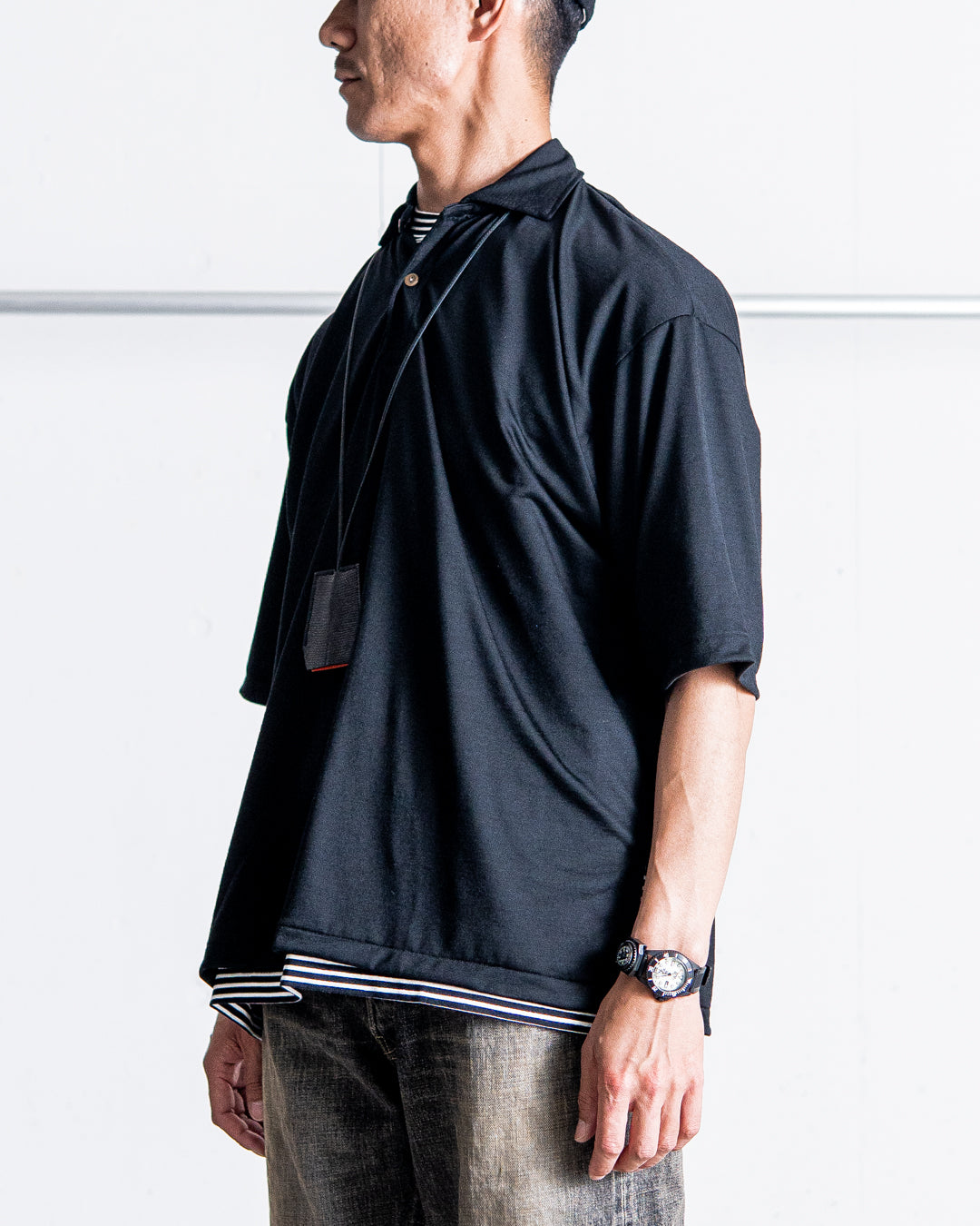 INTERIM HYPER BIG EXTRA FINE MERINO WOOL JERSEY POLO SHIRT