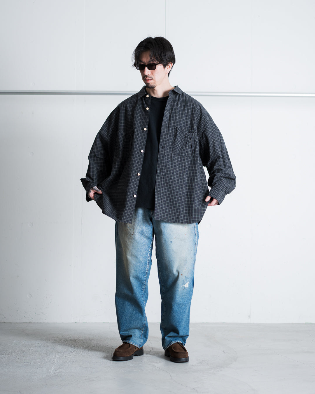 refomed WRIST PATCH WIDE SHIRT "CHECK"