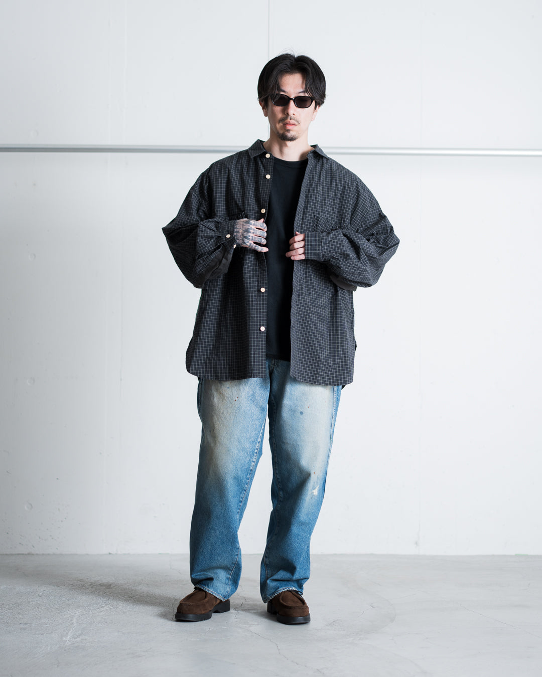 refomed WRIST PATCH WIDE SHIRT "CHECK"