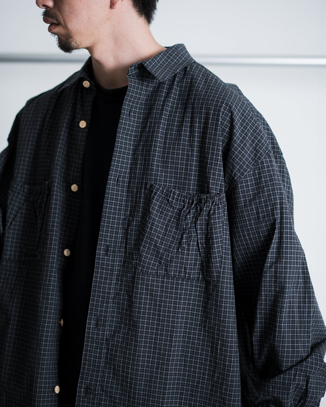 refomed WRIST PATCH WIDE SHIRT "CHECK"