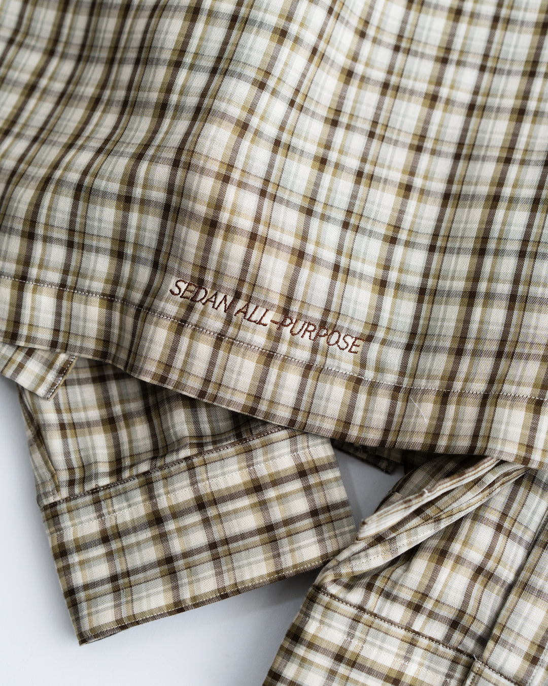 SEDAN ALL-PURPOSE Double Gauze Plaid Open Collar Shirt