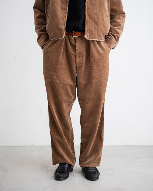 FOUNDOUR COTTON CORDUROY WIDE TUCK TROUSERS