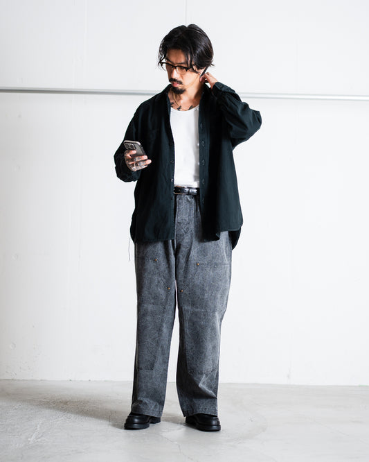 FOUNDOUR BLACK DYED DENIM SHIRT