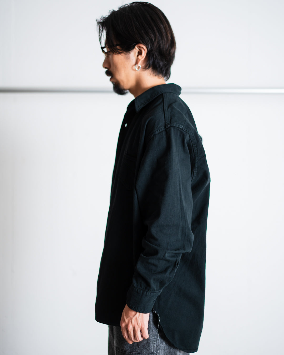 FOUNDOUR BLACK DYED DENIM SHIRT