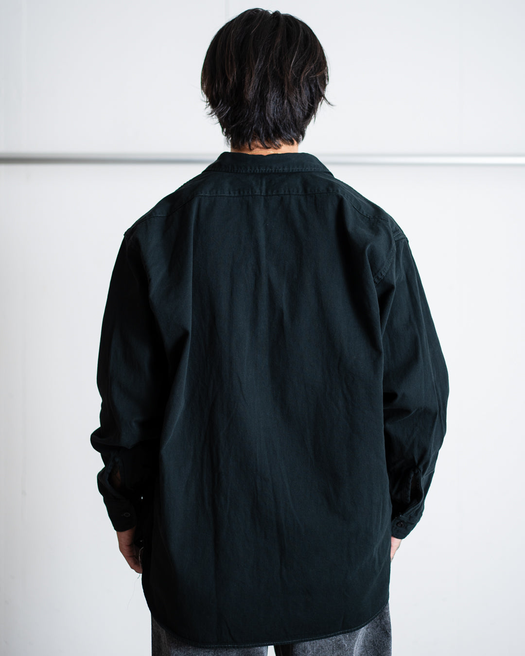 FOUNDOUR BLACK DYED DENIM SHIRT