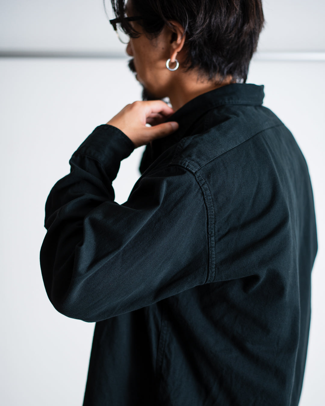 FOUNDOUR BLACK DYED DENIM SHIRT
