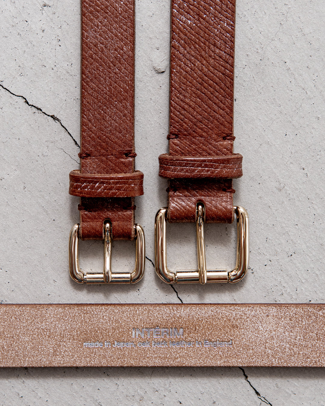 INTERIM CROSS GRAIN OAK BARK LEATHER BELT (DARK STAIN) 25,30mm