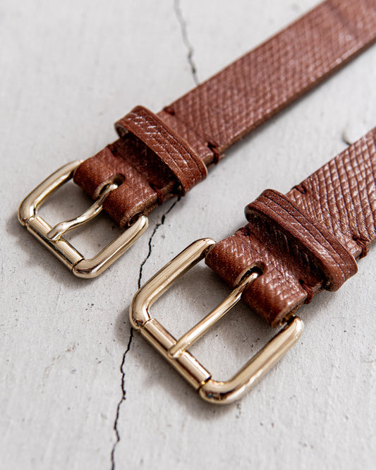 INTERIM CROSS GRAIN OAK BARK LEATHER BELT (DARK STAIN) 25,30mm