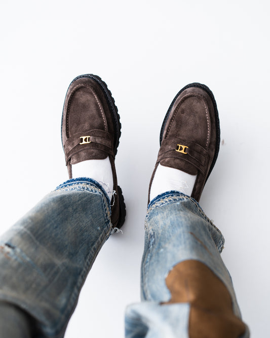 Tomo & Co. PULL TAB BIT LOFER suede - BROWN