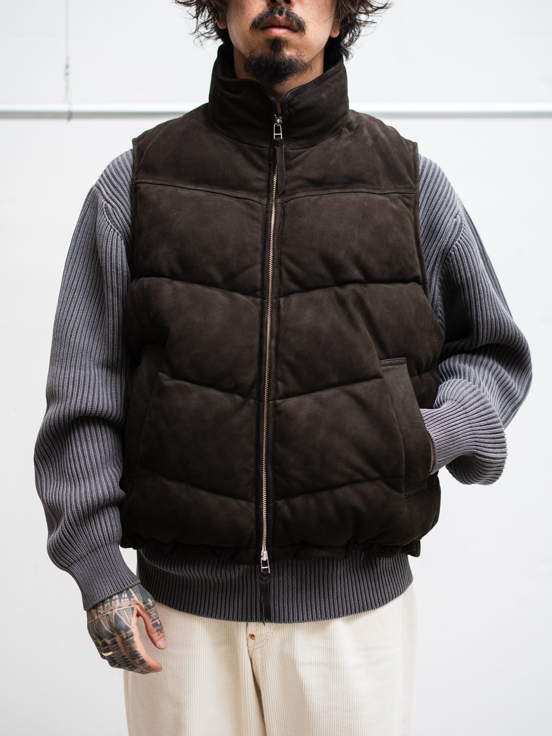 CCU PADDING VEST - COW NUBUCK