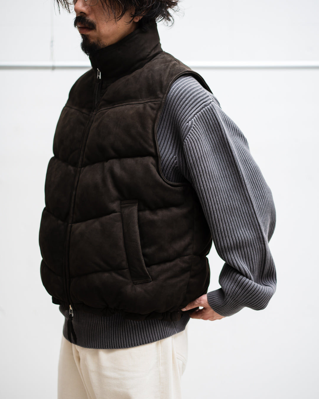CCU PADDING VEST - COW NUBUCK