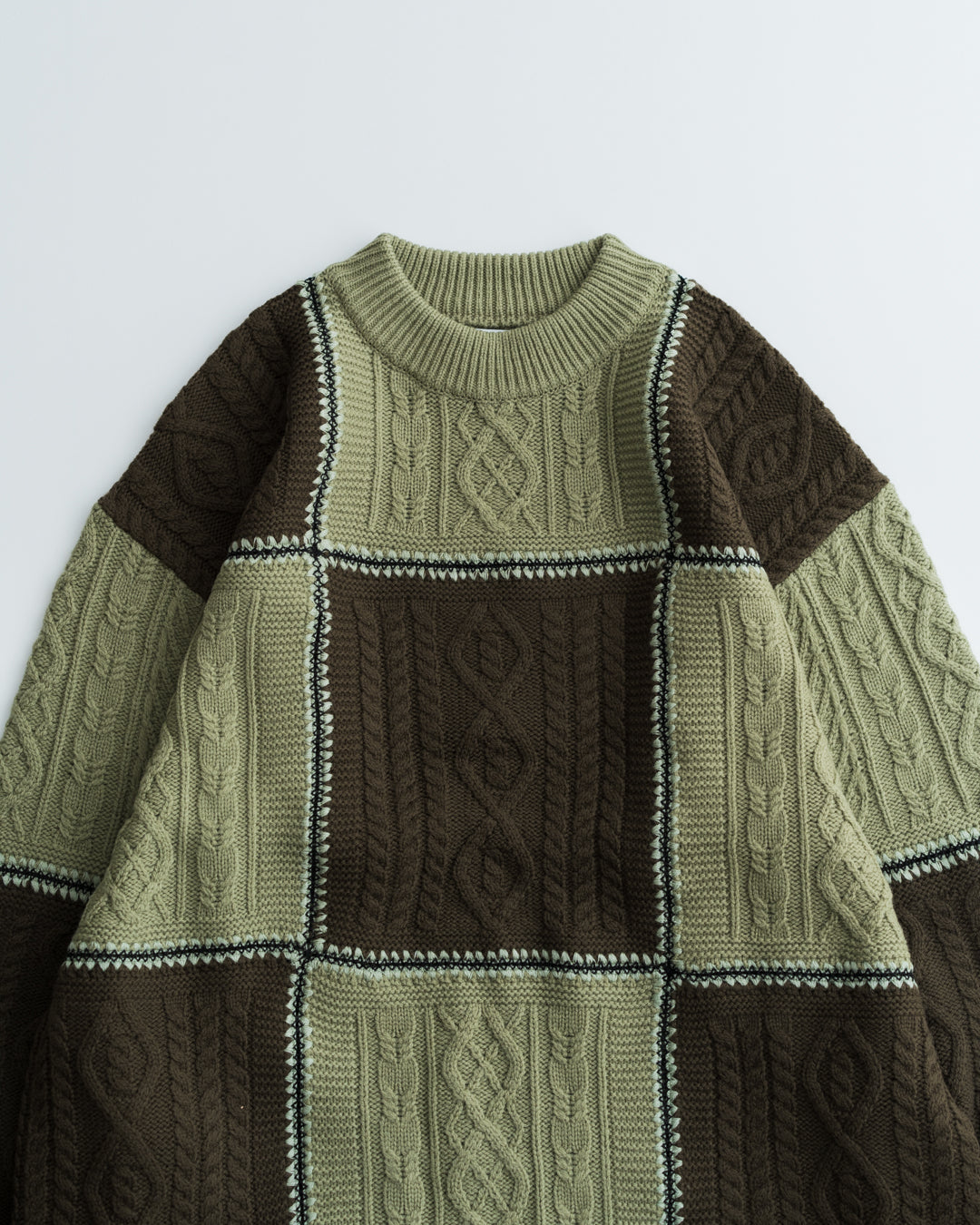 Children of the discordance RE Patchwork Cable Knit Pullover
