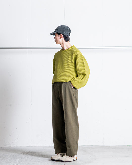INTERIM HEAVY PIMA TWILL 1-TUCK FRENCH ARMY WIDE TAPERED TROUSER