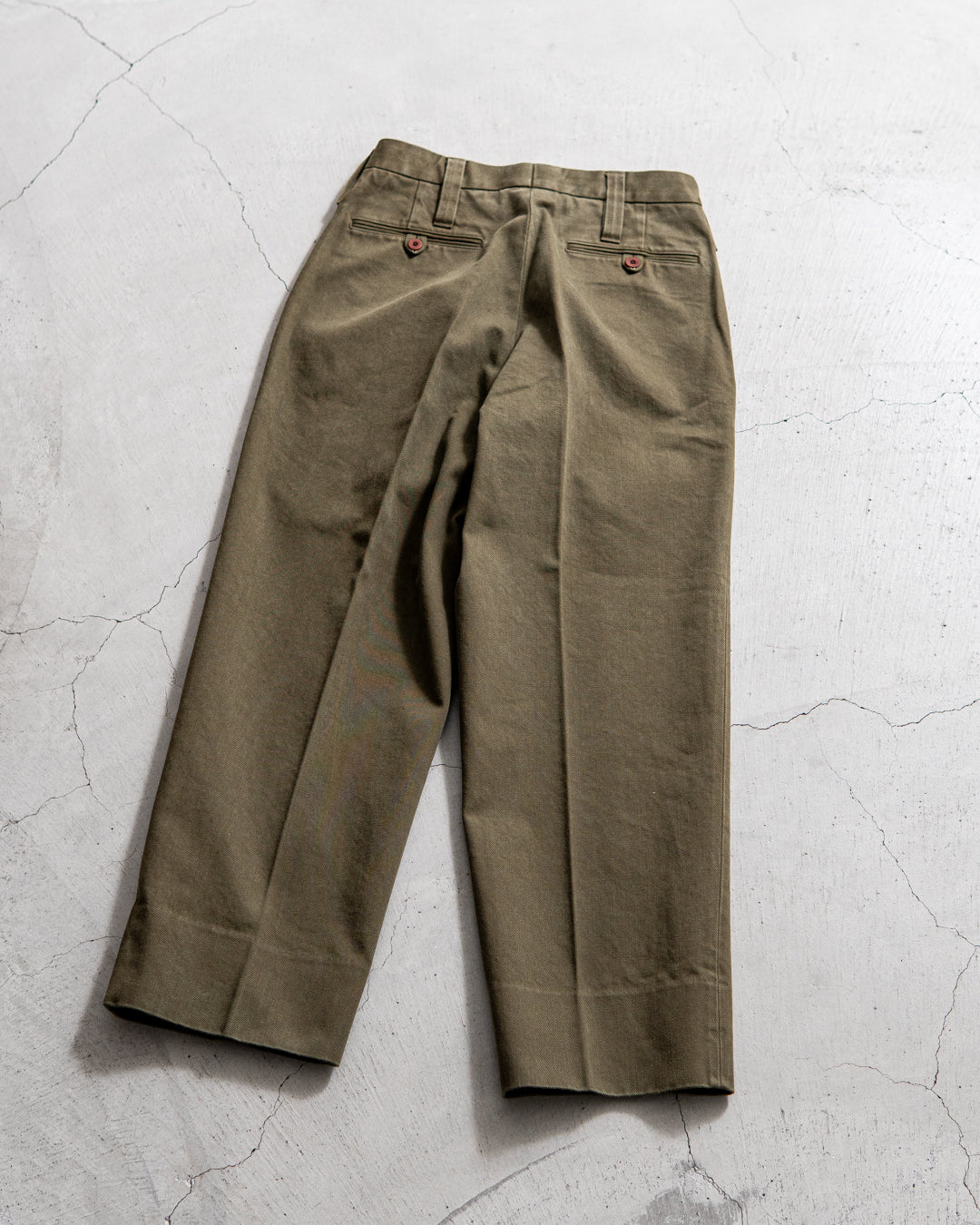 INTERIM HEAVY PIMA TWILL 1-TUCK FRENCH ARMY WIDE TAPERED TROUSER