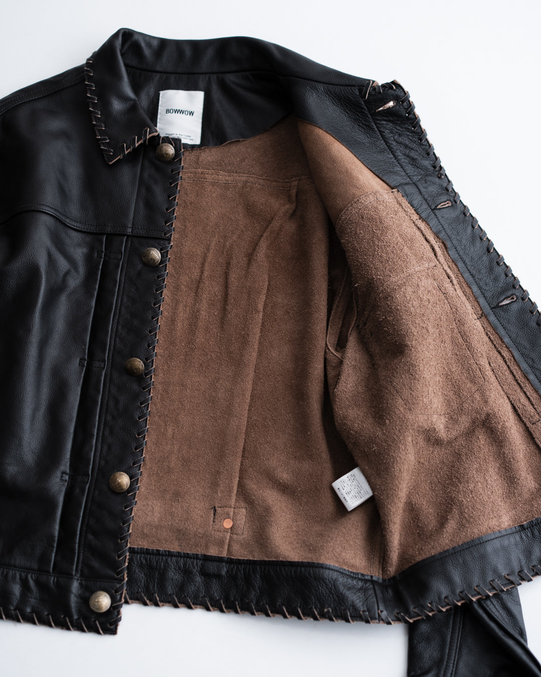 BOWWOW LACE-UP LEATHER TRUCKER JACKET