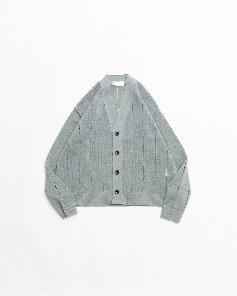 BLAHW COTTON SILK SLIT STRIPE CARDIGAN