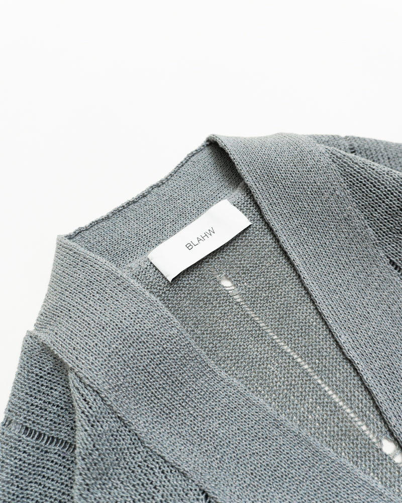 BLAHW COTTON SILK SLIT STRIPE CARDIGAN