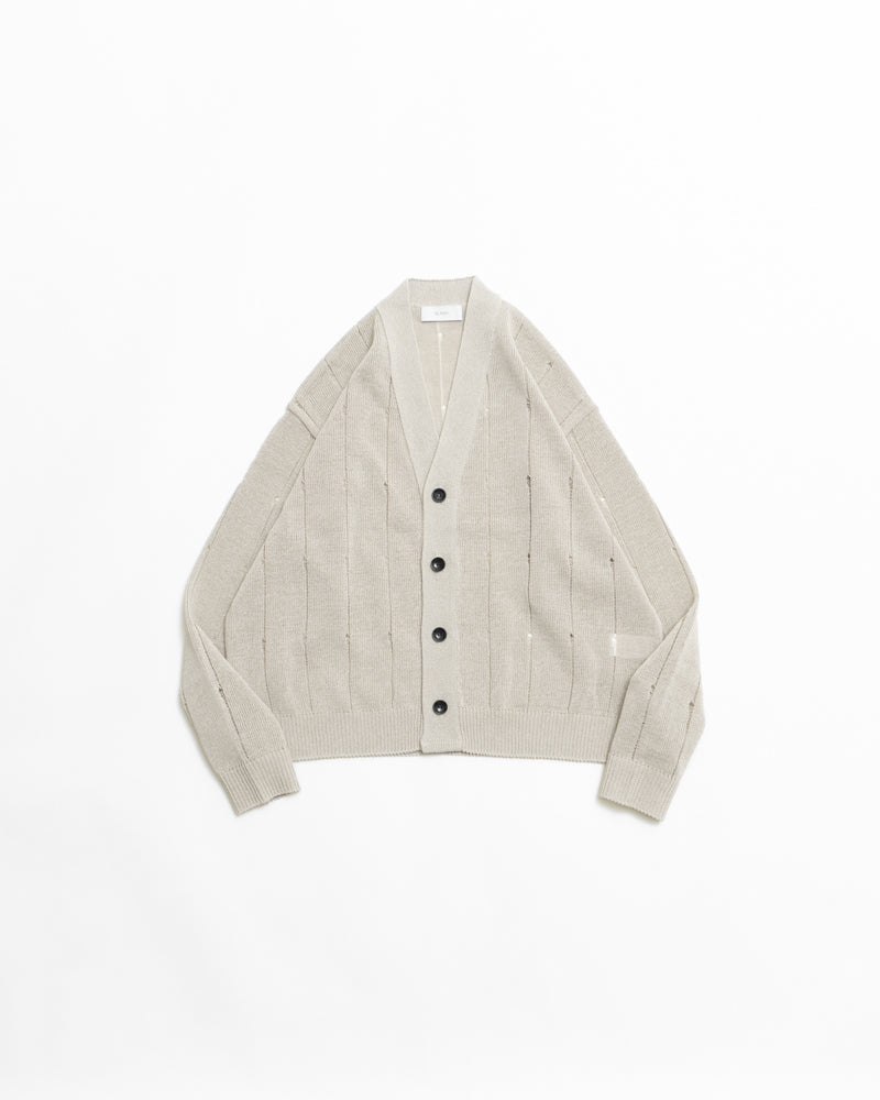 BLAHW COTTON SILK SLIT STRIPE CARDIGAN