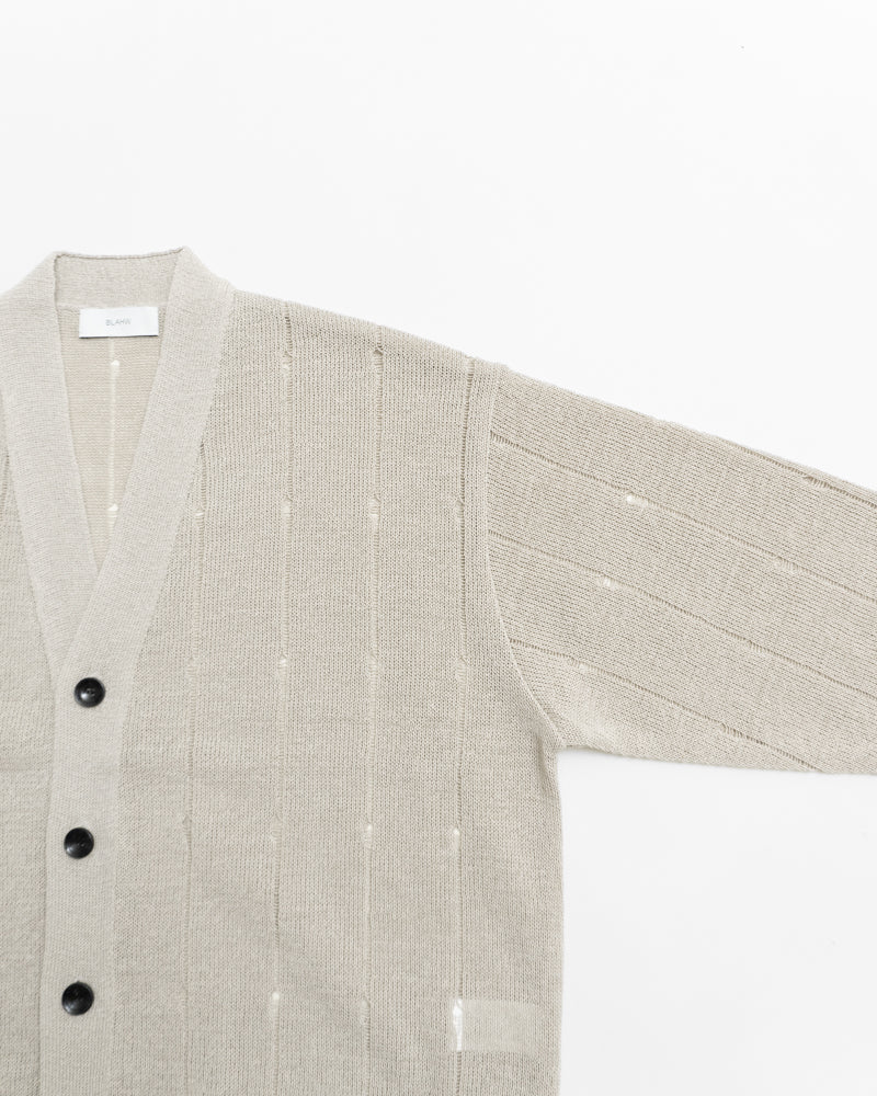 BLAHW COTTON SILK SLIT STRIPE CARDIGAN