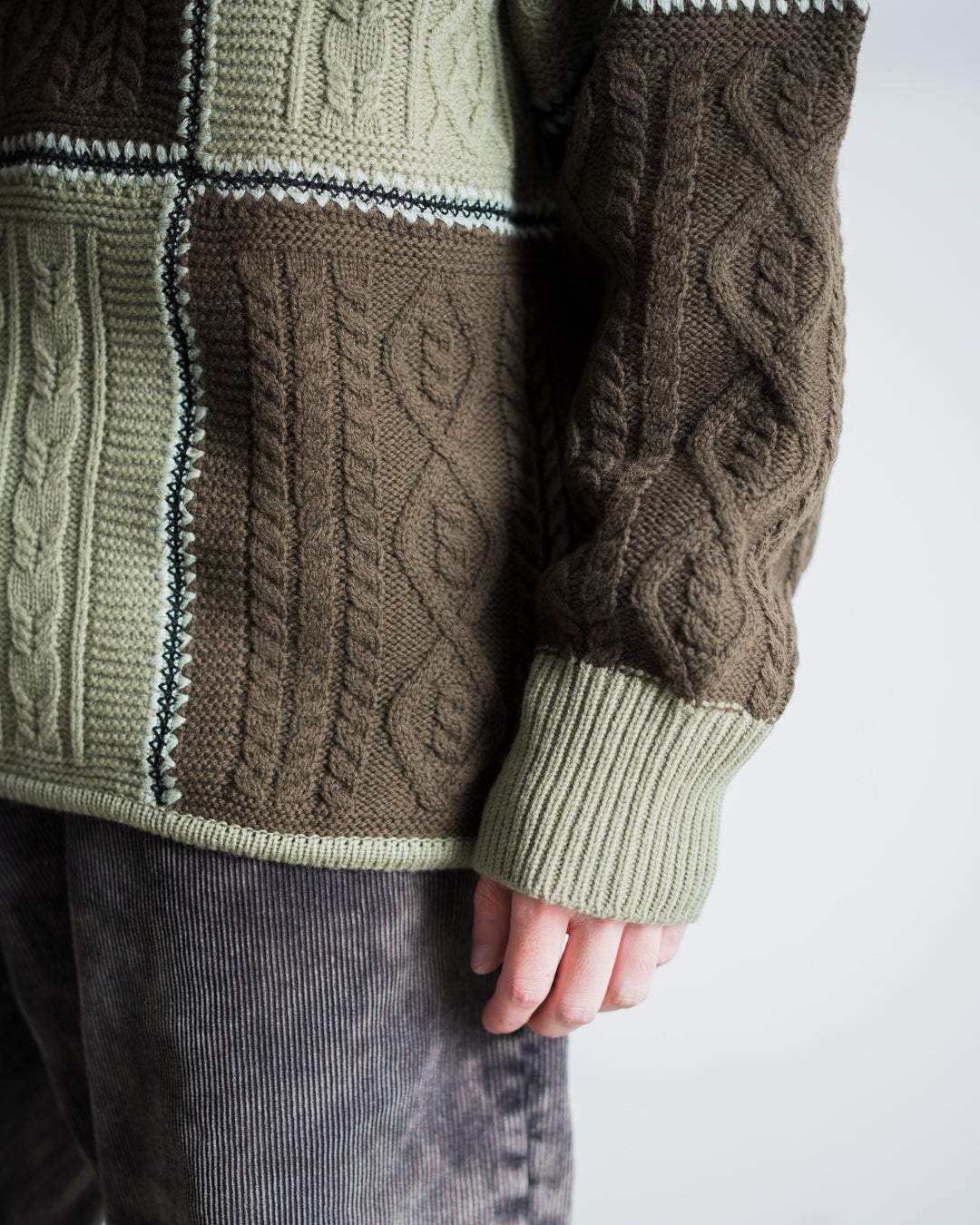 Children of the discordance  RE Patchwork Cable Knit Pullover