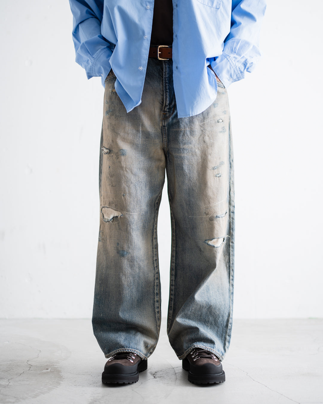 ANACHRONORM REMAKED WIDE 5P DENIM PANTS - LIGHT INDIGO