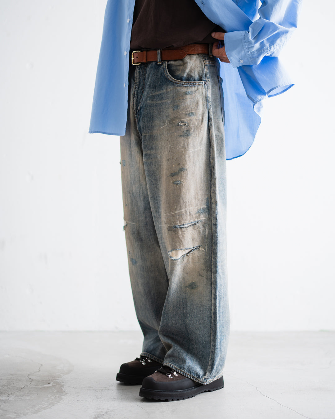 ANACHRONORM REMAKED WIDE 5P DENIM PANTS - LIGHT INDIGO