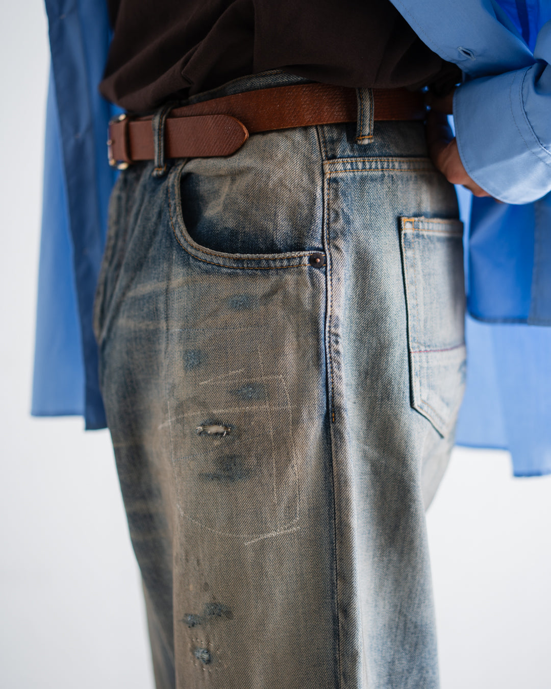 ANACHRONORM REMAKED WIDE 5P DENIM PANTS - LIGHT INDIGO