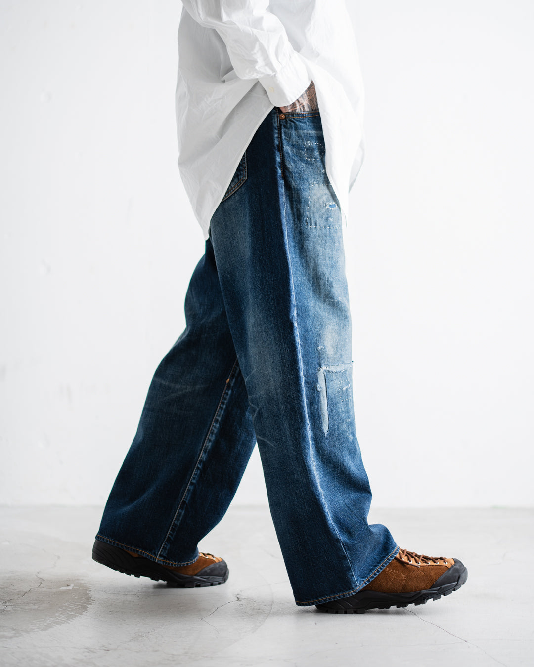 ANACHRONORM REMAKED WIDE 5P DENIM PANTS - DARK INDIGO