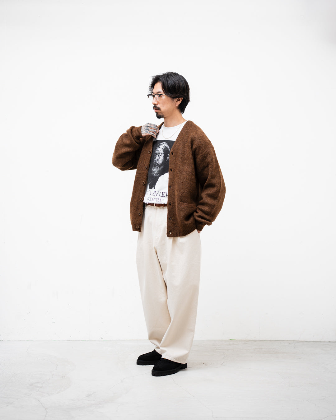 TOWNCRAFT MOHAIR SHAGGY CARDIGAN